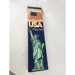 Vintage 1978 Annin 3x5 Cotton American Flag + Flagpole Kit Gold Eagle Topper USA